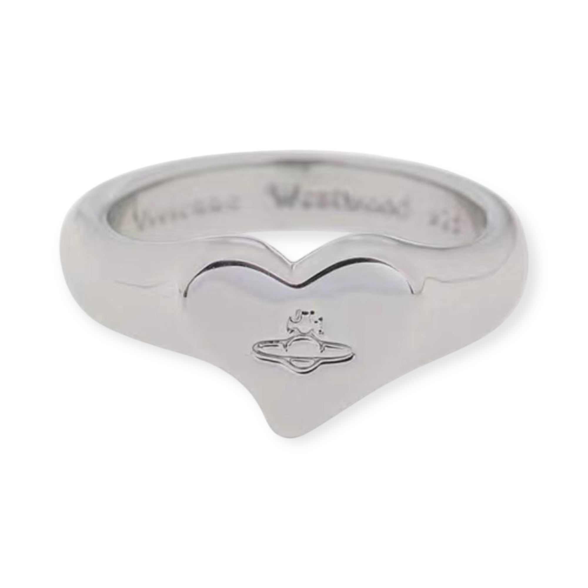 Heart Staple Shape Orb Engraved Ring (3 colors)