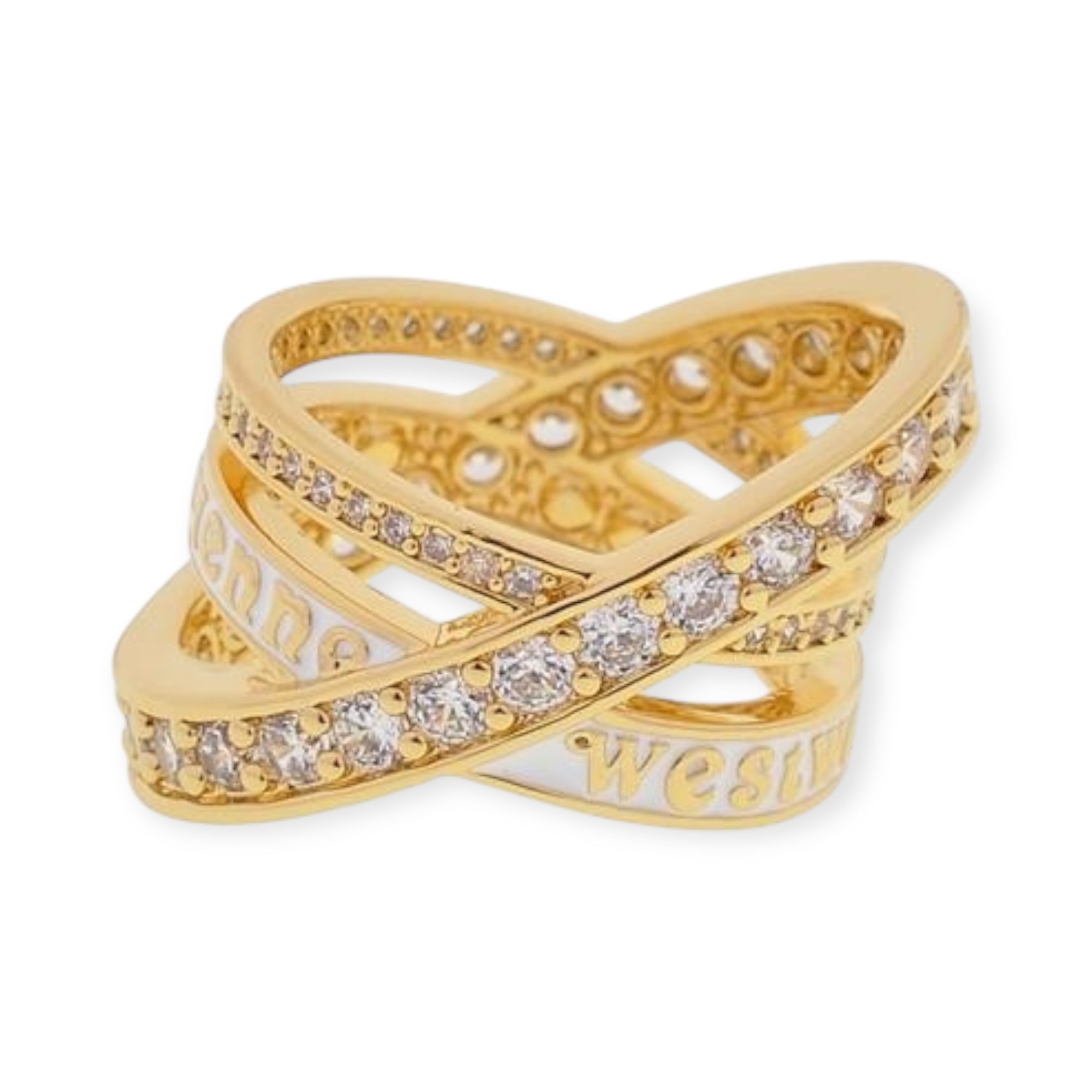 Gem Studded Triple Layer Spiral Eternity Ring (3 Colors)
