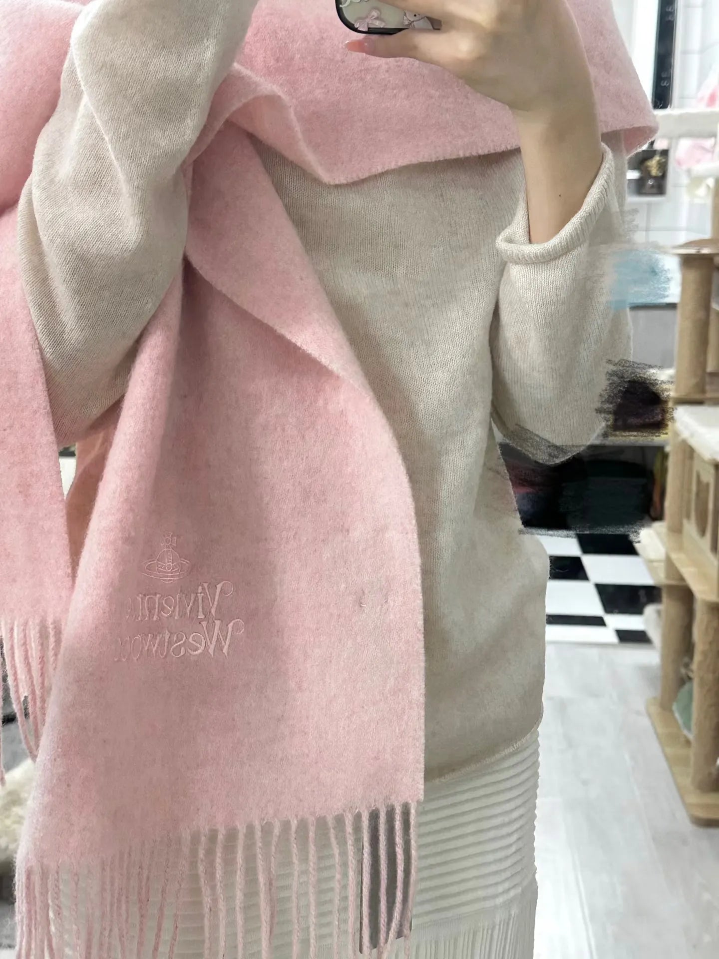 Light Baby Pink Orb Scarf