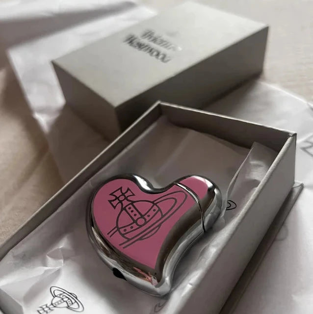 Baby Pink and Silver Heart Orb Lighter
