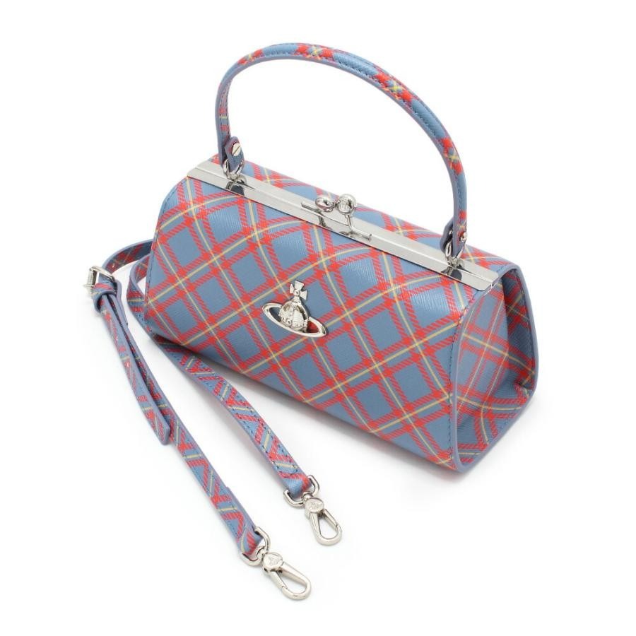Tartan Print Kiss Lock Top Handle Crossbody Handbag