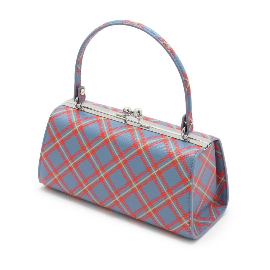 Tartan Print Kiss Lock Top Handle Crossbody Handbag