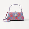 Tartan Print Kiss Lock Top Handle Crossbody Handbag