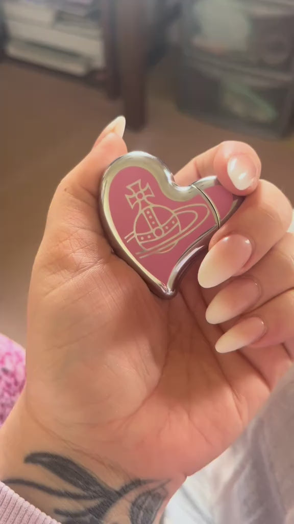 Baby Pink and Silver Heart Orb Lighter